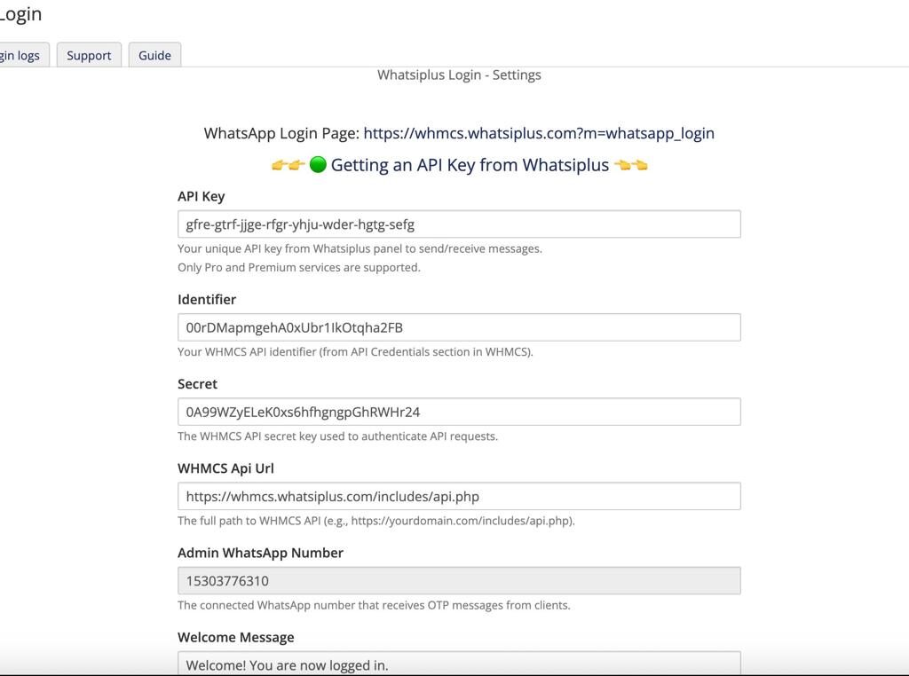 ماژول لاگین واتساپ WHMCS
